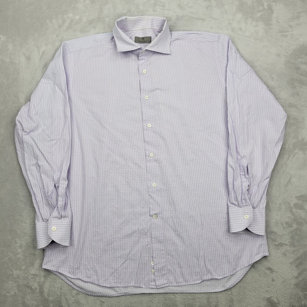 Canali Shirt Men 44/17.5 Dress Button Up Oxford Suit Formal Italy Adult XXL 2XL*